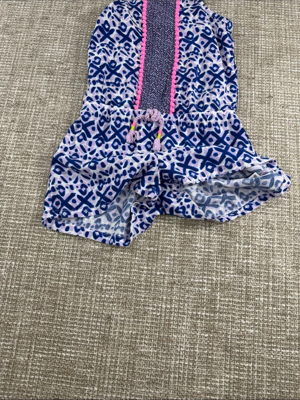 Cherokee Blue and Pink Patterned Girls' Romper